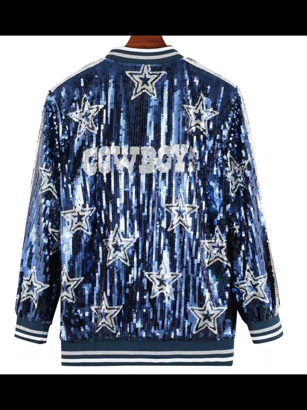Sequined 'Dallas Cowboy' Star Jacket - Blue & Silver
